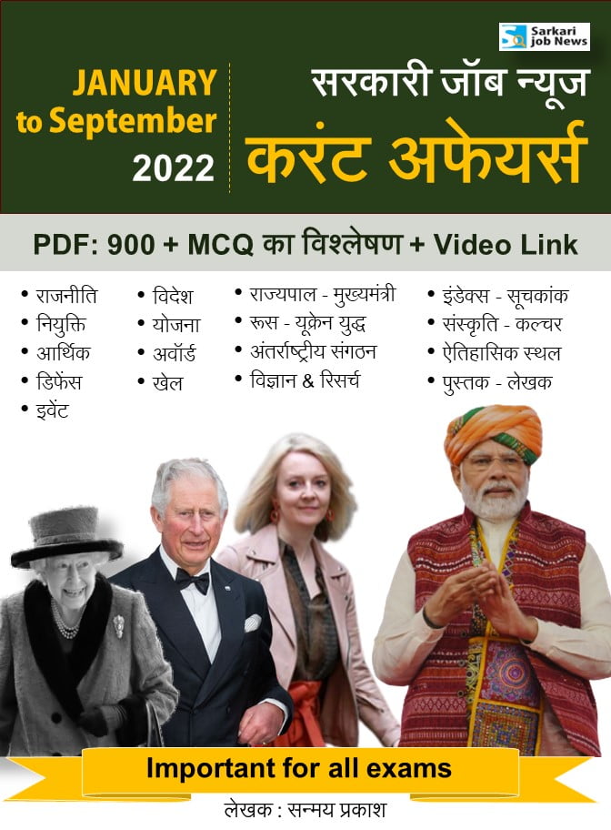 2022 : January to September Current Affairs – MCQ with Notes & Video Link